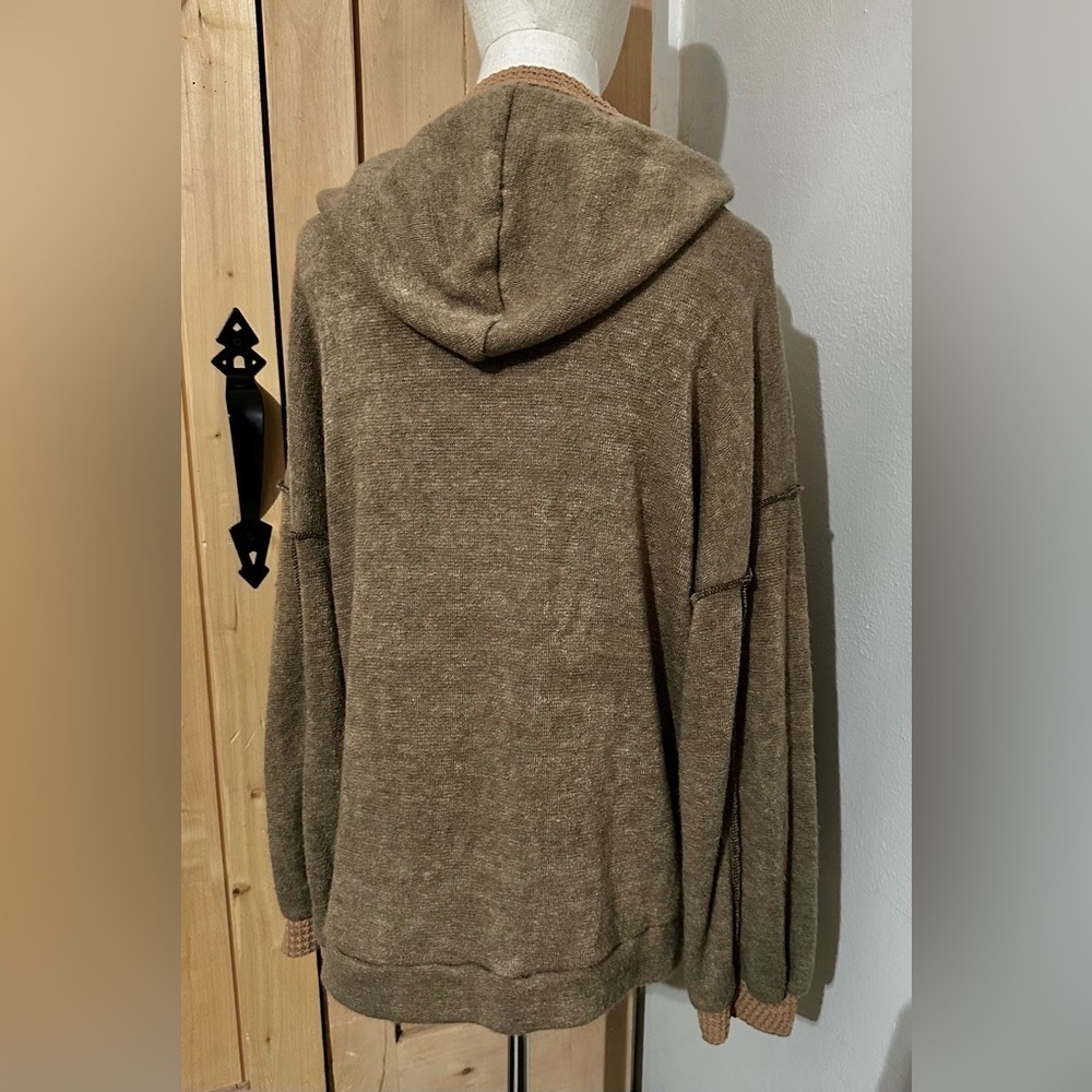 BiBi Olive Hooded Terry Hoodie Oversized Pullover Sweater - Picture 6 of 7